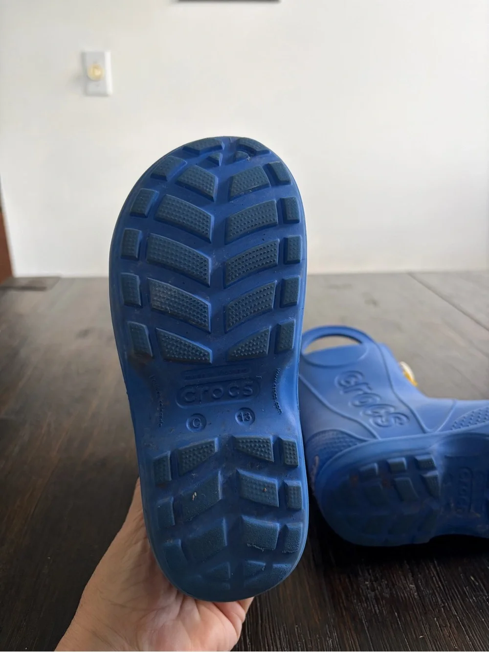 CROCS Blue Kids Rain Boots with Yellow Lightning & White Cloud